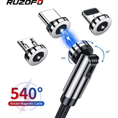 RUZOFO 540 Rotate Magnetic Cable Fast Charging Magnet Charger Micro USB Type C Cable Mobile Phone Wire Cord For iPhone Xiaomi