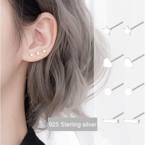 925 sterling silver star heart shape stud earrings fashion silver tiny earring for women