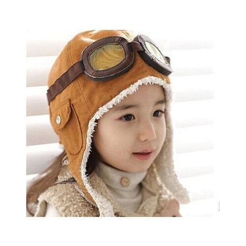 2020 New Fashion Autumn Winter Baby Toddler Boy Girl Kids Hot Pilot Aviator Warm Cap Hat Cotton Beanie Brown/Black детские вещи