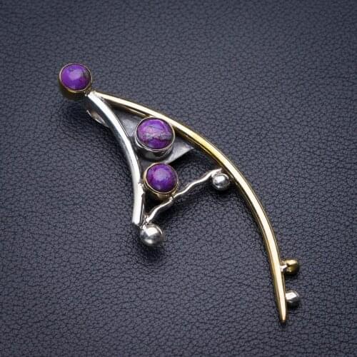 StarGems Natural Two Tones Copper Turquoise Handmade 925 Sterling Silver Pendant 2.75" D5879