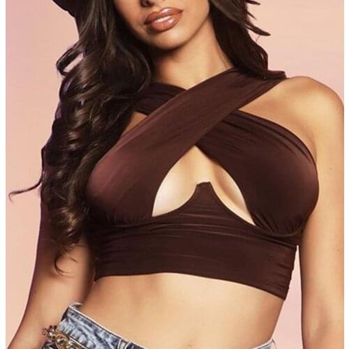 Tanks Top Hollow Out Skin-friendly Solid Women Sexy Short Crop Top for Party
