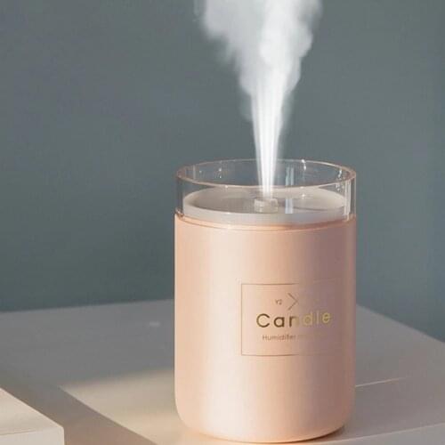 280ML Candle Ultrasonic Air Humidifier Romantic Light USB Essential Oil Diffuser Car Aroma Anion Mist Maker Electricity For Home