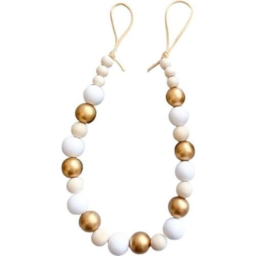 2 Pcs DIY Curtain Tiebacks Wooden Beads Curtain Holdbacks Boho Curtain Tie Backs Farmhouse Curtain Holders