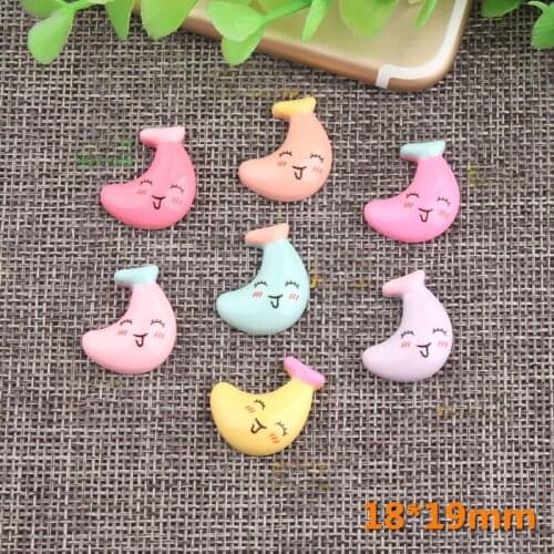 Newest DIY Jewelry Accessories Material 10pcs 18*19mm Flatback kawaii Fruit Banana Shape Resin Cabochon Cameo Clay Beads Decor