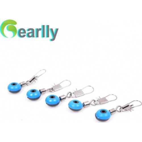 100 Pcs/bag blue color Space Beans Fishing Connector Swivel fishing snap connector