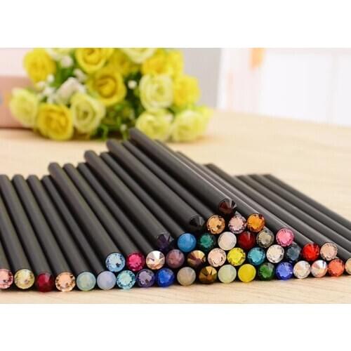 12 pcs/lot Creative HB wooden pencil black diamond head art sketch Drawing wood pencil student Stationery school Office supplies