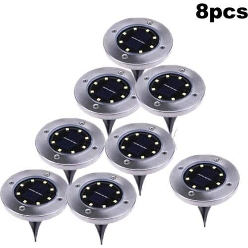 2-8pcs 8 led Ground Light Solar Powered Garden Landscape Lawn Lamp Buried Light Outdoor Road Stairs Decking light With light Sen