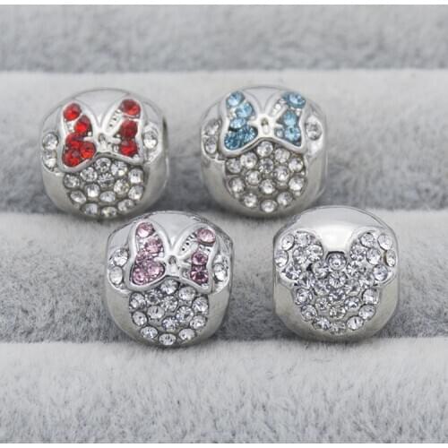 2021 Exquisite DIY European Beads Cartoon Mouse Minn Cartoon Rhinestones Beads Charms Fit Original Bracelet Big Hole Beads