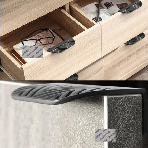 4Pcs Zinc Alloy Nordic Concise Hollow out Plant Leaf Pattern Cupboard Cabinet Finger Pull Door Edge Riding Gold Grey Coffee