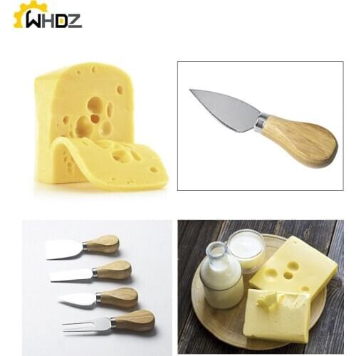 4 pcs/stainless steel cheese knife wooden handle pizza bread cream baking tool Kitchen accessories