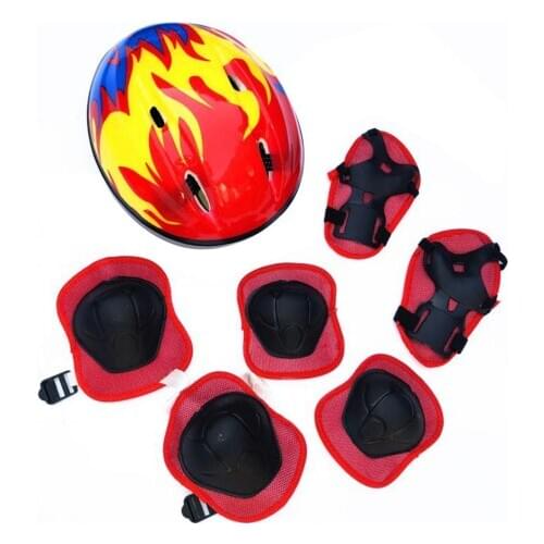7pcs/set Skateboard Ice Roller Skating Protective Gear Elbow Pads Wrist Guard Cycling Riding Knee Protector for Kids Helmet