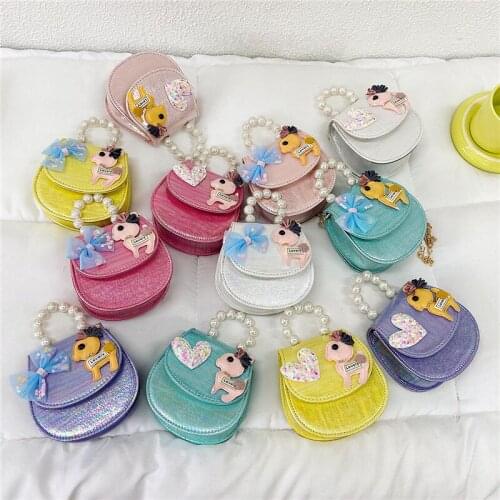 Shiny PU Leather Baby Girls Mini Coin Purse Handbags Lovely Deer Princess Pouch Wallet Cute Childrens Shoulder Crossbody Bags