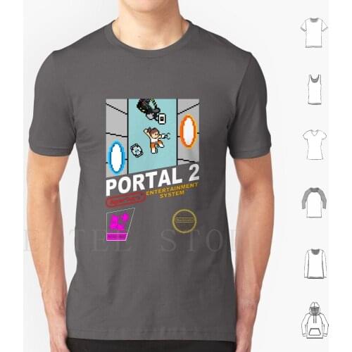 Portal 2-Nes Cover T Shirt Print Cotton Portal 2 Glados Valve Chell Nes Cover Classic Retro 8Bits 8Bit Pixel Pixelart Aperture