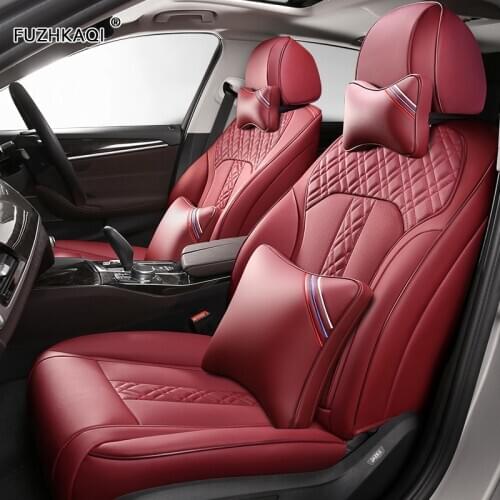 FUZHKAQI Custom Leather car seat cover For Ford Fiesta Mondeo Fusion Focus Escort S-MAX Edge Kuga Taurus Automobiles Seat Cover