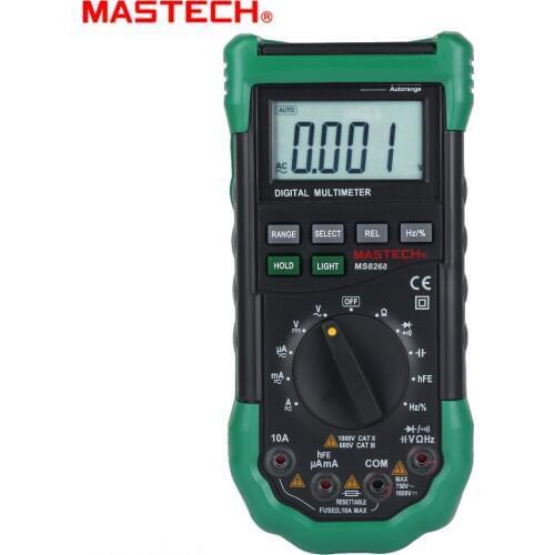 MASTECH MS8268 Auto Range Digital Multimeter AC/DC Voltage Tester ohm Frequency Capacitance Meter diode test