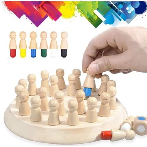 Kids Wooden clock Memory Match Stick Chess Fun Color Game Board Puzzles Educational Cognitive Ability Learning Toys for Children