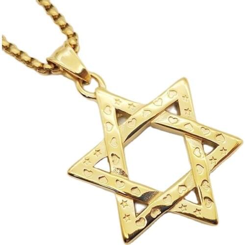 Arrival Jewish Jewelry Magen 6 point Star David Pendant Necklace unisex hip hop Necklace Chain Stainless Steel necklace CAGF0045