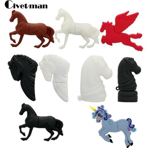 Black Horse USB Flash Drive 128GB Pen Drive Animal Horse 8GB 16GB 32GB 64GB Flash Memory Stick 256GB Pendrive Mini U Disk