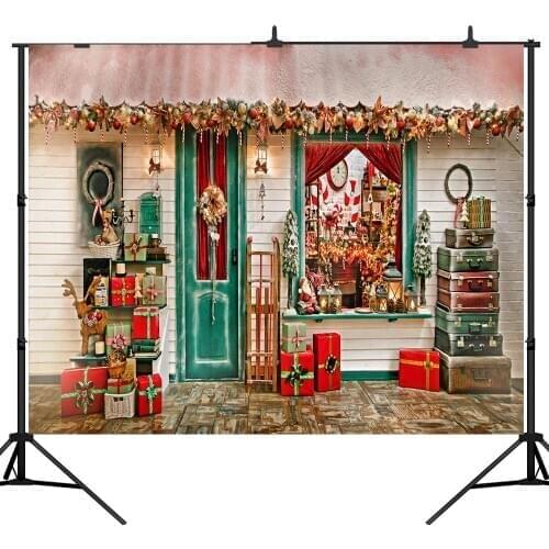 Lyavshi Photographic Backdrops Christmas Red House Gift Children Celebrate Photocall Photo Studio Photobooth Fantasy Background