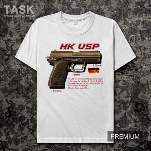 Pistol Series HK USP Germany Special Weapons GSGO game fans casual short sleeve printing t-shirt fashion sport mens O-Neck tops