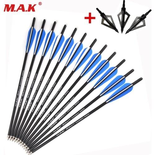 17/20/22 Inches Crossbow Carbon Arrows Diameter 8.8 mm with 125 Grain Changeable Tip Point for Archery Shooting