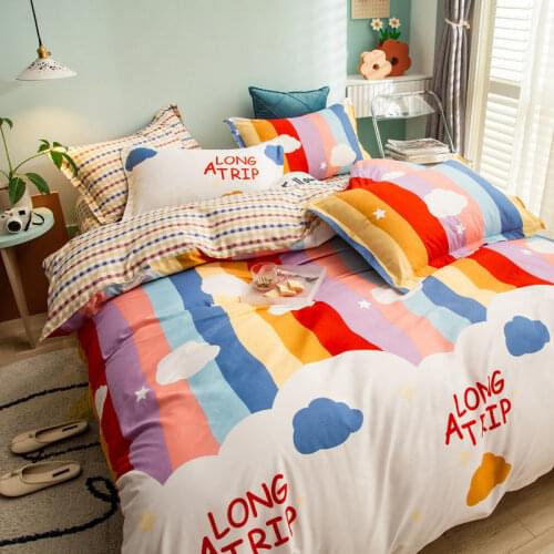 Rainbow Bedding Set Printed 2021 New Bed Linen Sheet Plaid Duvet Cover Single Double Queen King Quilt Covers Sets Bedclothes