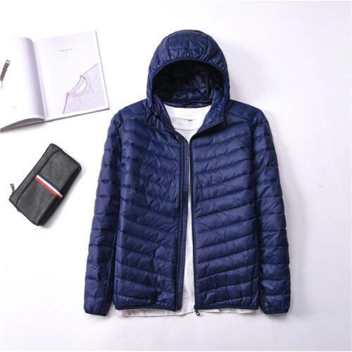 Mens New Style Lightweight down Jacket Men Cap Hooded Winter Coat Plus-size Menswear