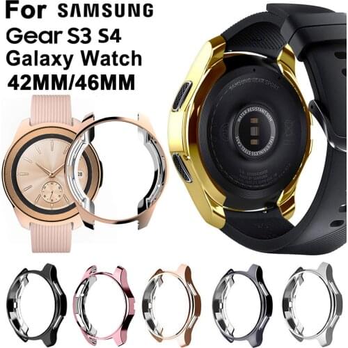 Soft Silicone TPU Watch Case for Samsung Gear S3 Galaxy Watch 46mm 42mm Electroplated Protective Cover Film Watch Accessories