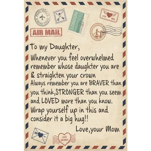 Express Love Letter Letters To My Daughter/Son Multifunctional Cover Blanket Soft Flannel Blanket for Sofa Bed Birthday Gifts