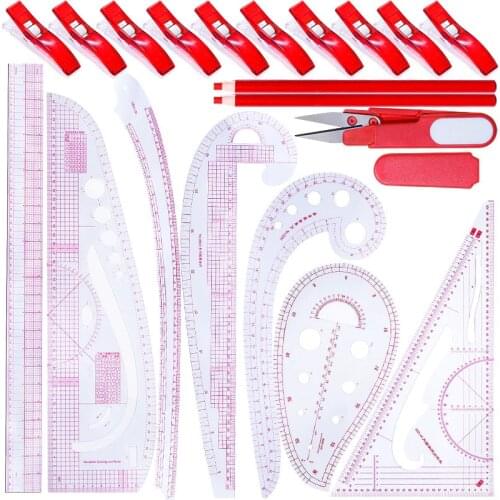 Nonvor Patchwork Rulers French Curve Ruler Kit Tailor Measuring Kit Sewing Yardstick Cutting Quilting Ruler Tools Ruler Set