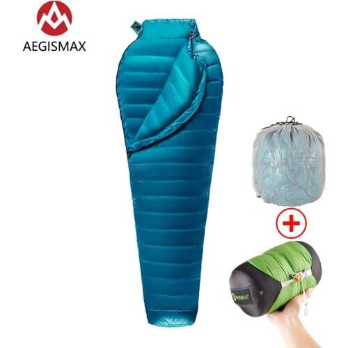 AEGISMAX M2 new upgrade Ultralight Mummy 95%White Goose Down Sleeping Bag Outdoor Camping Hiking Fully lining structure