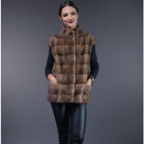 Womens new mink fur vest, real mink fur jacket, warm winter fashion, casual European street style