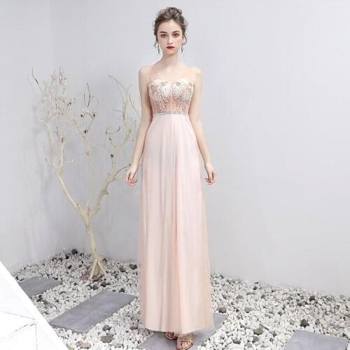 Oriental Style Light Pink Evening Dresses Sexy Cheongsam China Femme Elegant Long Qi Pao Women Chinese Host Dress Qipao Robe
