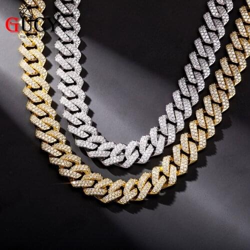 GUCY High Quality Prong Cuban Link Chains Necklace Fashion Hip Hop Jewelry Iced Out Necklaces For Men Gift