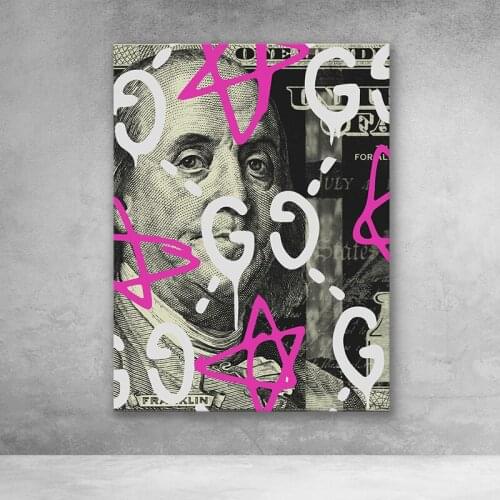 Canvas Print Picture Benjamin Franklin Wall Art Graffiti Painting Home Decoration Famous Character Module Poster for Living Room