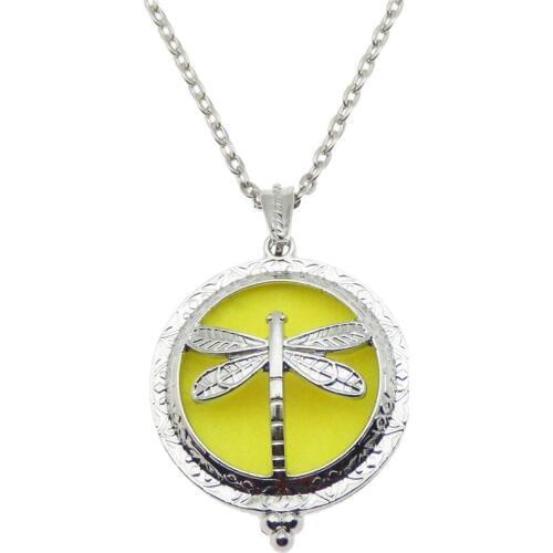 Charm dragonfly Stainless steel color Pearl Cage Pendants Aromatherapy Essential Oil Diffuser Jewelry NecklaceDIY Jewelry