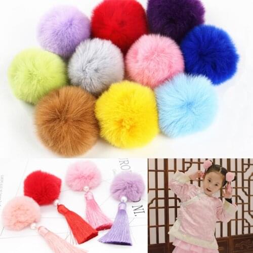 Pompon 6cm Rex Rabbit Pompoms Fur Balls for Sewing on Knitted Hats Keychain Scarf Shoes Fur Pom Pom DIY Crafts Accessories