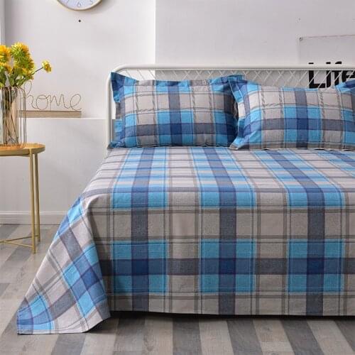 Check Cotton Old Coarse Cloth Bed Sheet Thick Breathable Skin-friendly Texture Rough Dry Non-stick Dormitory Bed Sheet Bed Sheet