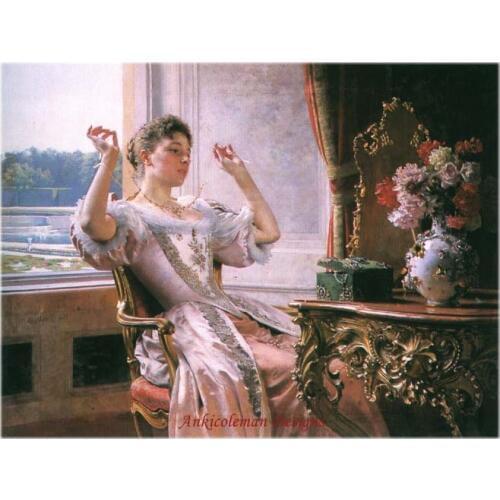 Needlework for embroidery DIY French DMC High Quality - Counted Cross Stitch Kits 14 ct Oil Painting - Lady With Jewels