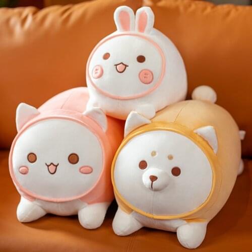 Cute Japanese Fat Cat Soft Dolla Adorable Lying Shiba Inu Sleeping Pillow Kawaii Rabbit Stuffed Doll 30 cm Kids Birthday Gift