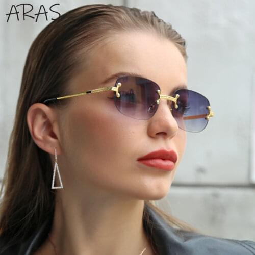 2021 New Fashion Round Frameless Sunglasses Women Classic Squre Sun Glasses For Ladies Brand Designer Rimless Eyewear UV400 Oчки