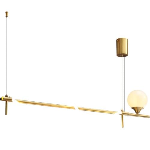 Modern Dining Room Chandelier Lighting Fashion Glass Long Hanging Light For Restaurant Bar Office Nordic Luxury Real Brass Lamp