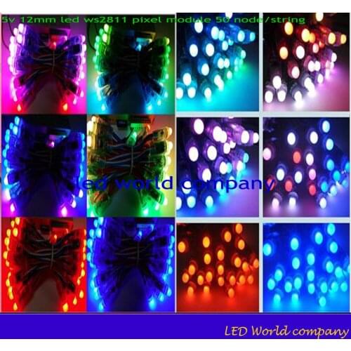 Ree shipping 50 pcs/lot DC5V WS2811 2811 IC 12mm RGB Led Module String Waterproof Digital Full Color IP68 LED Pixel Light Strip