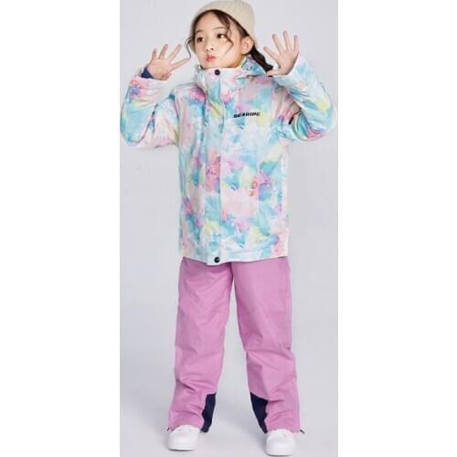 Hooded Winter Suit for Girls Warm Snow Clothes Children Jackets Overall Ski Set Kids Waterproof Snowboard Children Sport Wear