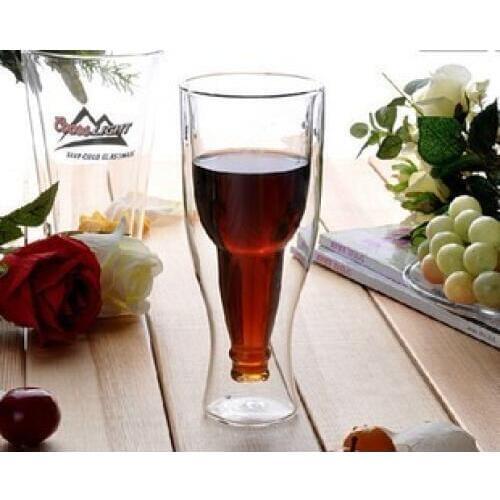 1PC 350ML New high quality Creative Beer Cup Durable Double Wall Glass beer steins hot selling JO 1060