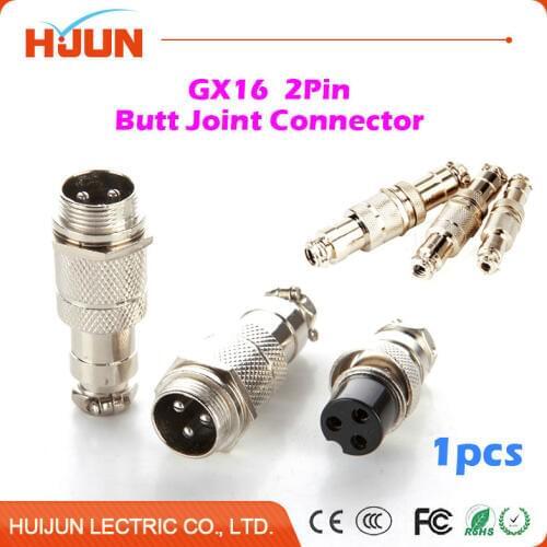 1pcs GX16 2Pin 16mm High Quality Male & Female Butt Joint Connector Aviation Plug Wire Panel Connector Circular Socket+Plug