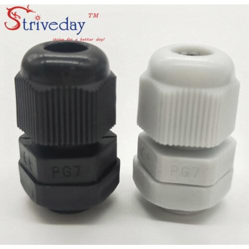 100pcs/lot White Black PG7 Nylon cable gland Wiring Accessories cable connector waterproof connector
