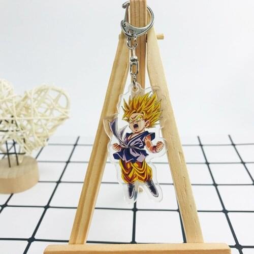 2021 Classic Anime Cartoon Wukong Saiyan Keychain Cosplay Kawaii Arcylic Key Chain For Men Women Car Key Chain Rings Jewelry