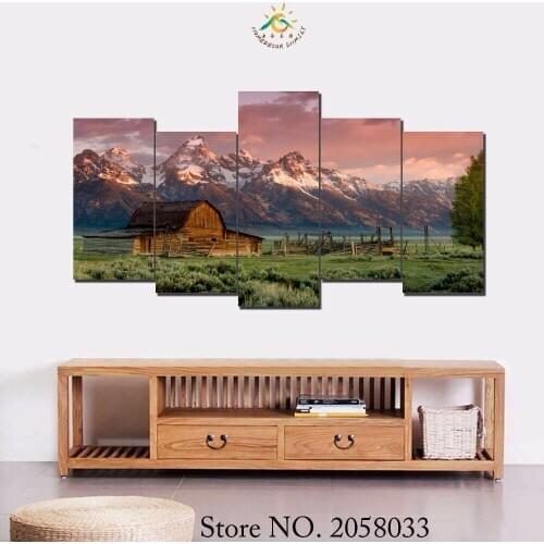 3-4-5 Pieces Barn in Landscape Modern Wall Art Pictures HD Printed Canvas Painting Modular Pictures HD Paints Home Decoration