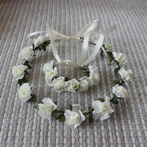 5sets/lot Wedding Decorative Flowers Wreaths Set PE Flowers Headbands Hairband For Bride Beach Wear